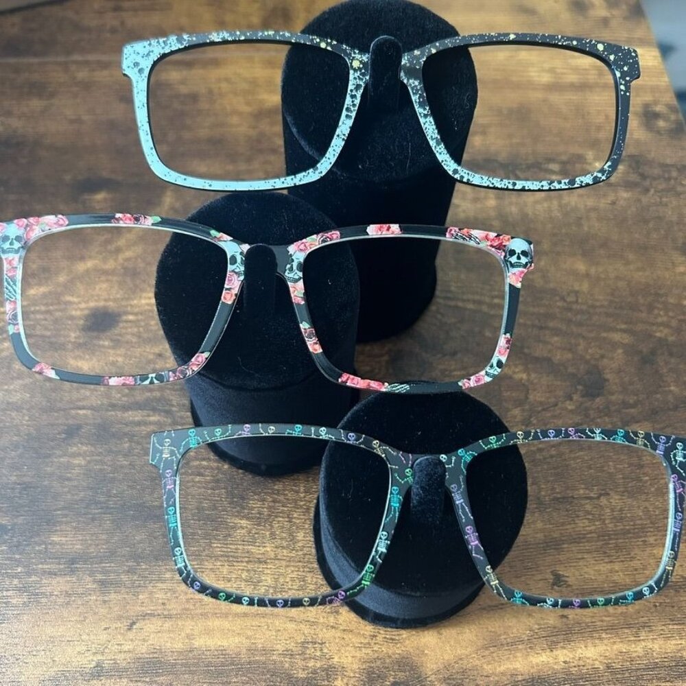 The Kirby Collection PairEyewear Eyeglass Topper Magnetic Frames Set of 3 Skulls